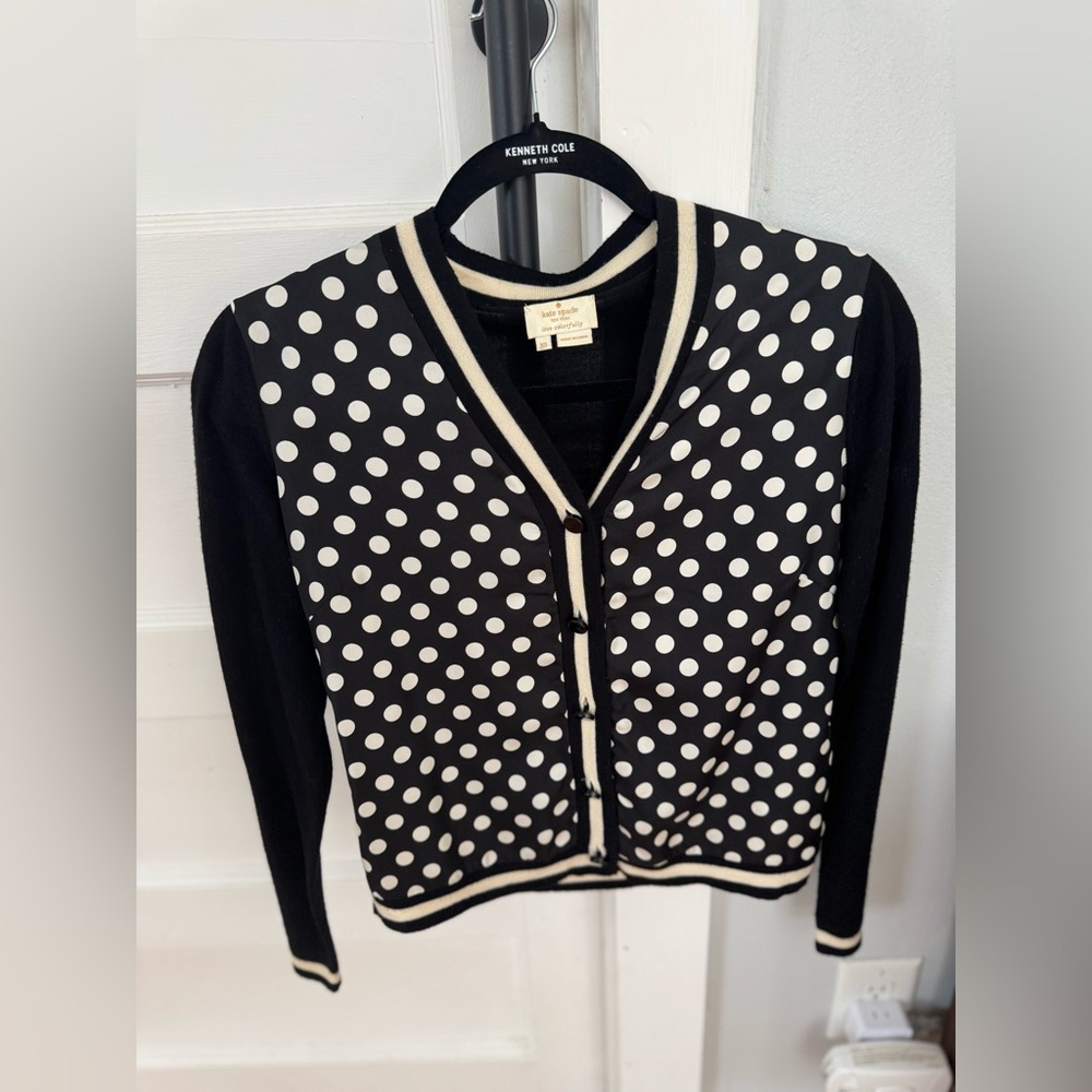 Kate Spade Black and White Polka Dot Cardigan